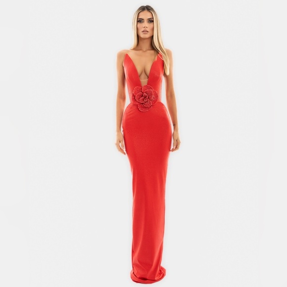 Albina Dyla Red Corset Dress - Picture 2 of 4